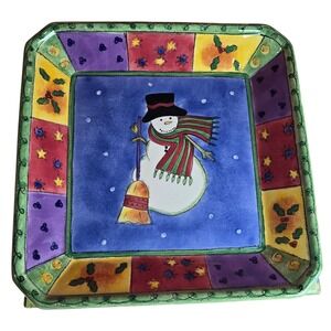 Sango The Sweet Shoppe Christmas Snowman Festive Candy Dish Sue Zipkin Platter